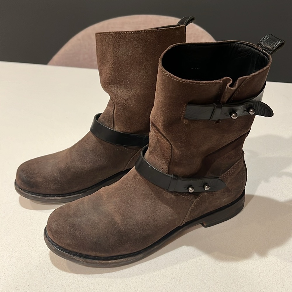Rag & Bone Waxed Calfskin Suede Moto Boot BIKER CHIC size 39